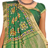 Bottel Green Kutchi Work Cotton Saree