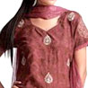 Block Print Suit with Pitta Embroidery