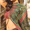Dark Green and Rosy Brown Saree on Faux Georgette